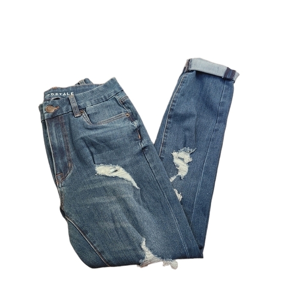 Aeropostale High Rise Curvy distressed frayed jegging blue jeans denimcore - Picture 7 of 11